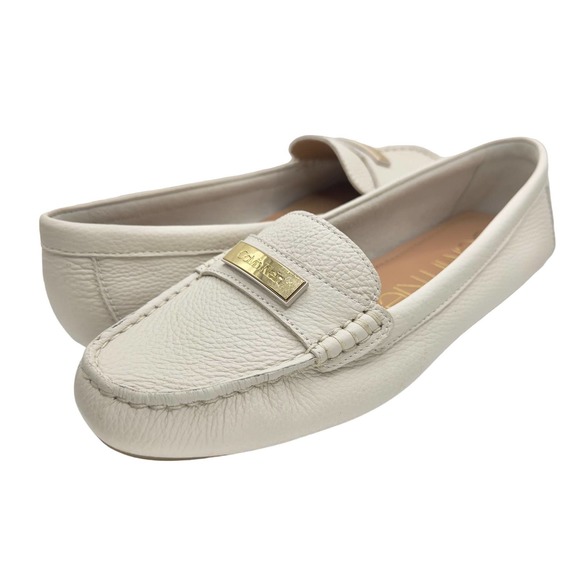 Calvin Klein Shoes - Calvin Klein | Women | Leta Soft White Pebble Grain Leather Loafers | Size 8.5